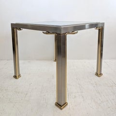 Vintage Hollywood Regency steel & brass side or coffee table with swan heads 70s