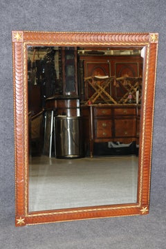 Vintage Hollywood Regency Style Carvevd Gilt Accent Beveled Glass Mirror