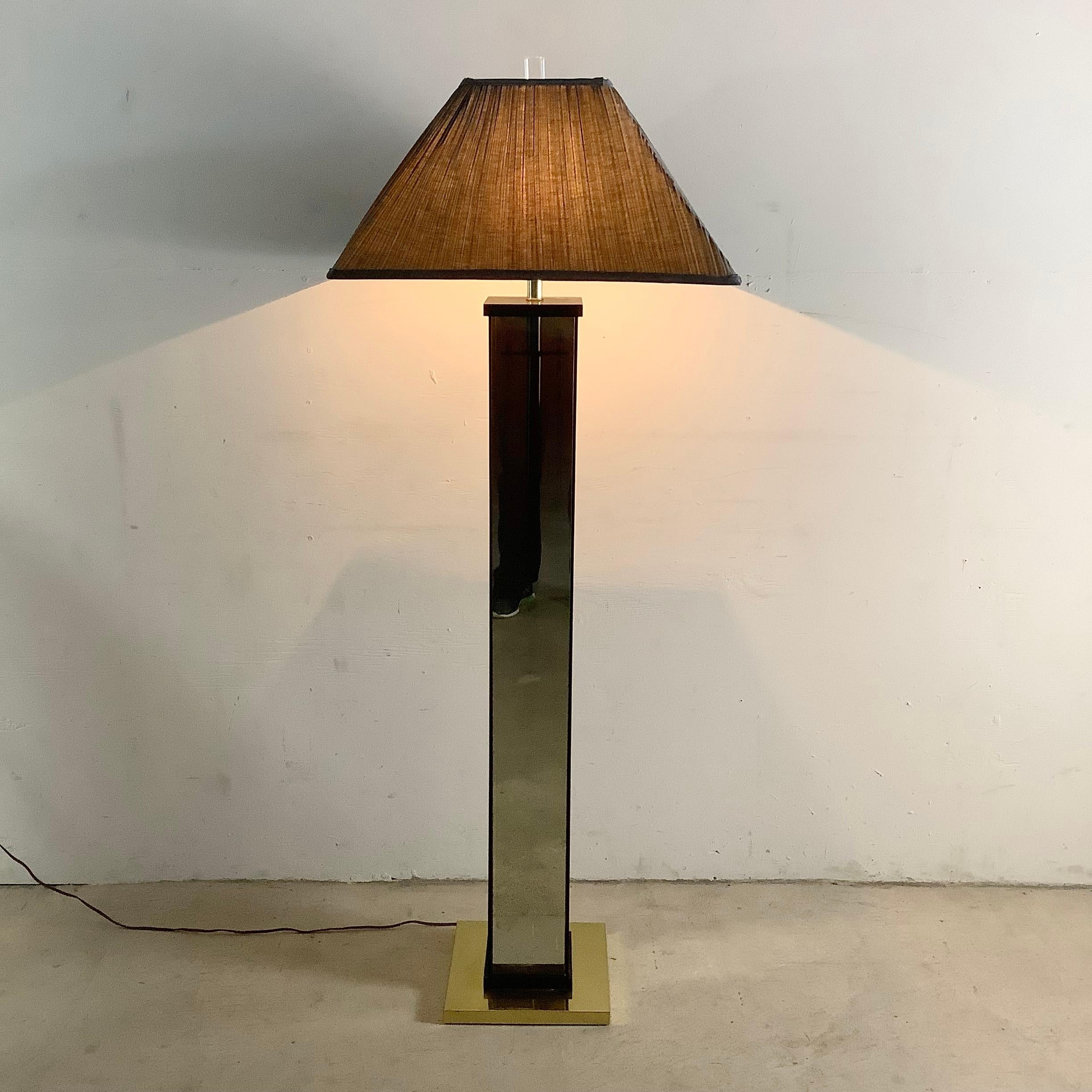 Vintage Hollywood Regency Style Floor Lamp- Glass and Brass 6