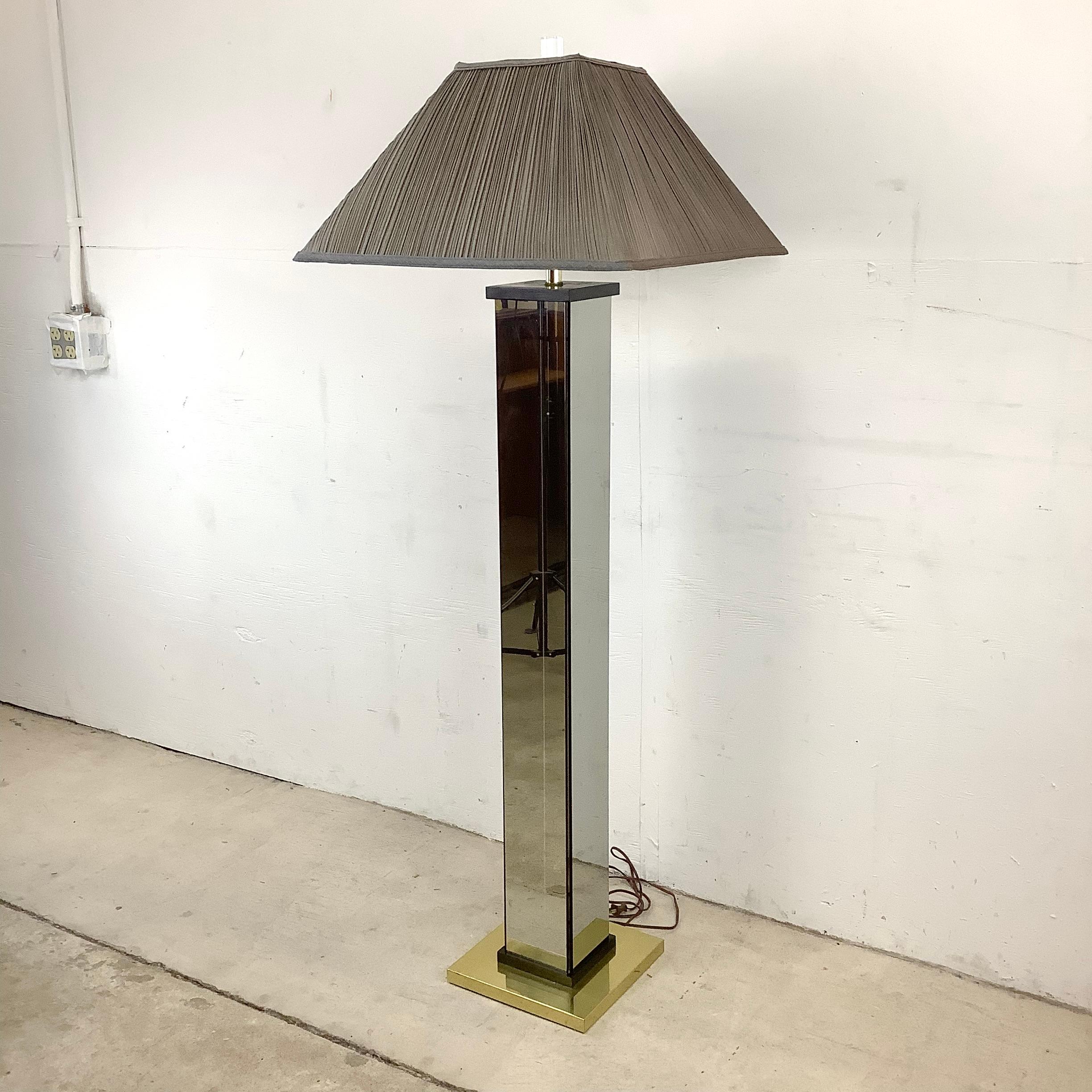 Vintage Hollywood Regency Style Floor Lamp- Glass and Brass 2