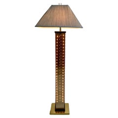 Vintage Hollywood Regency Style Floor Lamp- Glass and Brass