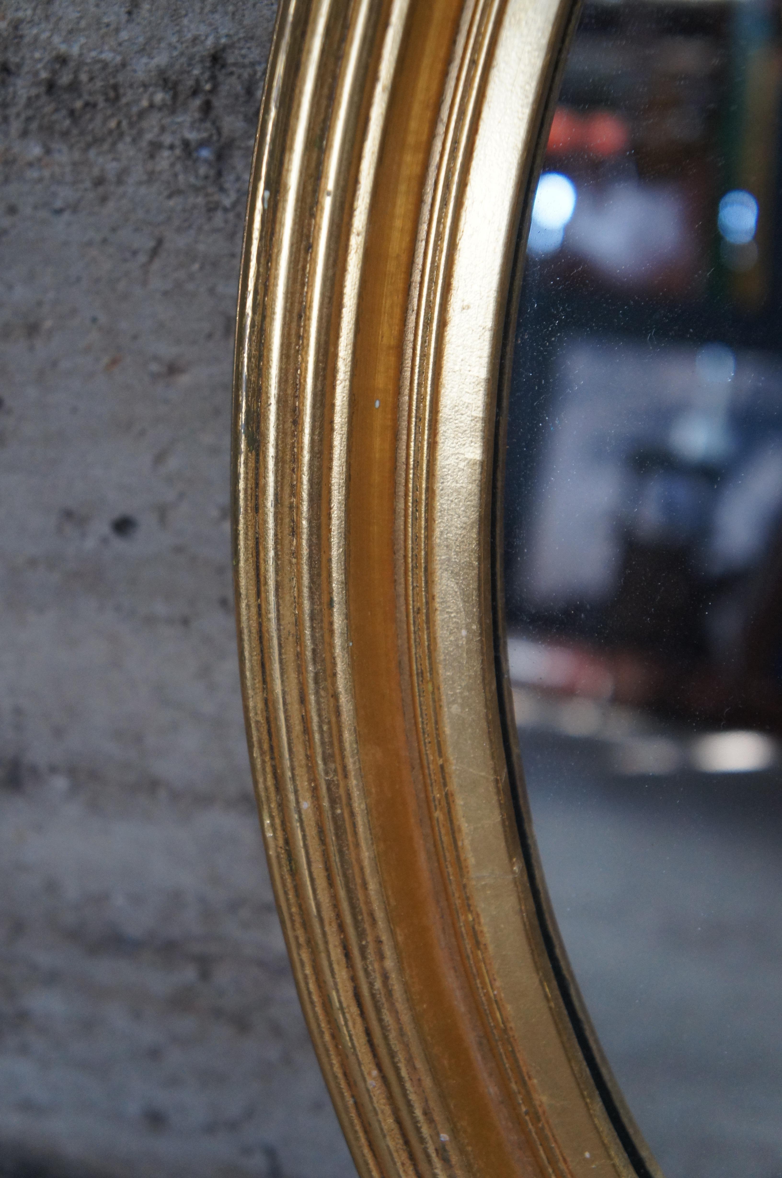 Vintage Hollywood Regency Style Gold Oval Wall Hanging Vanity Bathroom Mirror 1