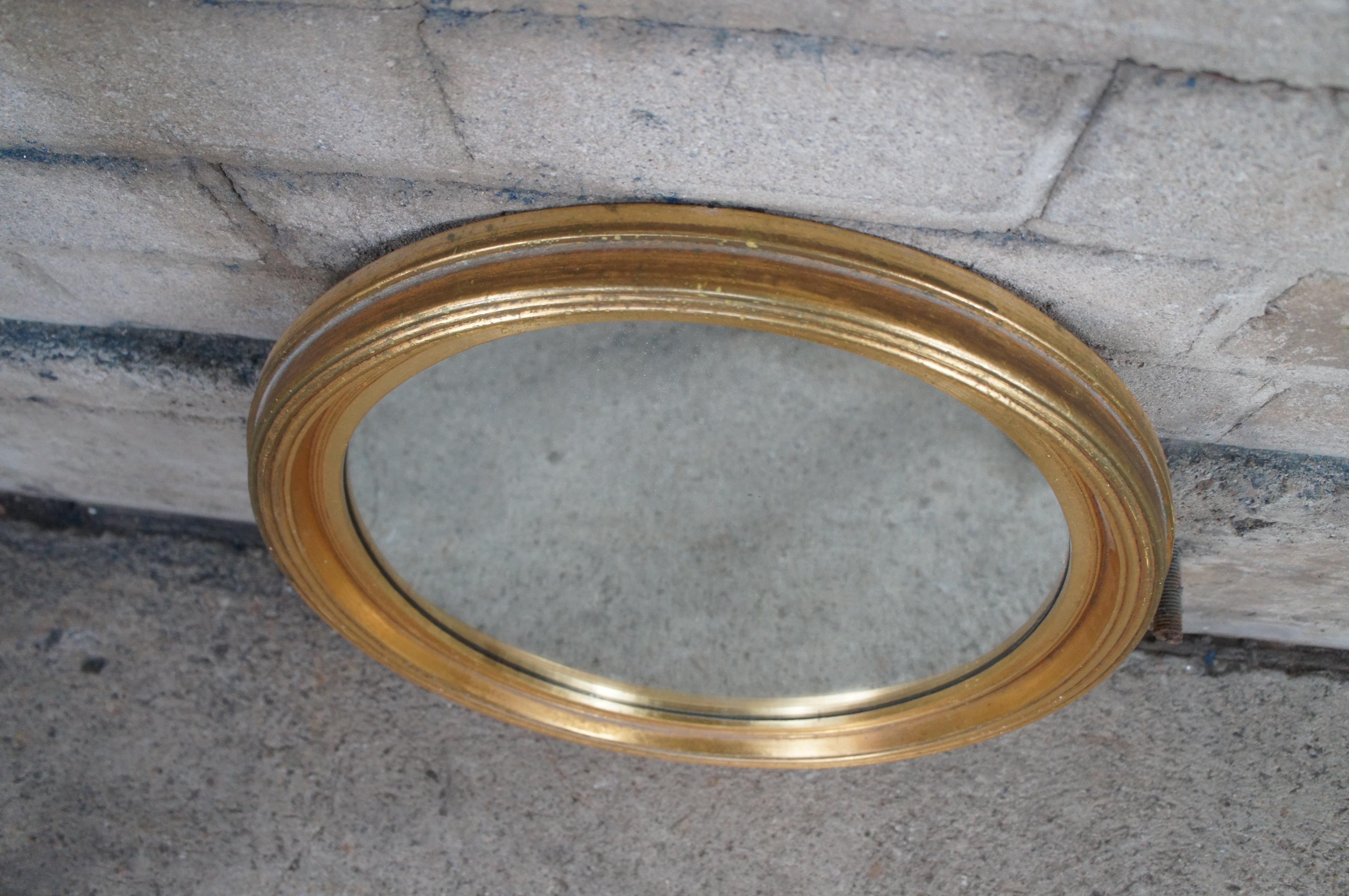 Vintage Hollywood Regency Style Gold Oval Wall Hanging Vanity Bathroom Mirror 2