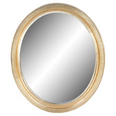 Vintage Hollywood Regency Style Gold Oval Wall Hanging Vanity Bathroom Mirror