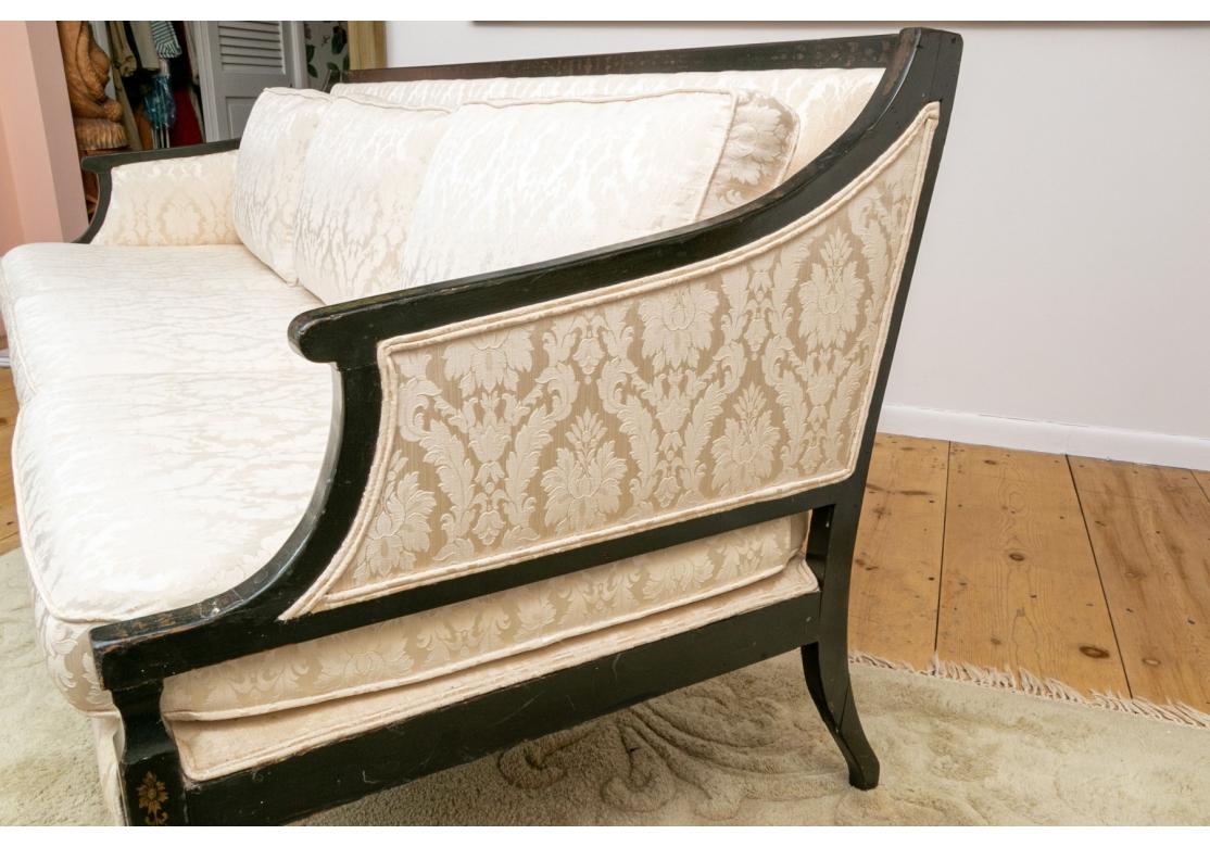 Vintage Hollywood Regency Style Jacquard Upholstered Sofa  For Sale 4