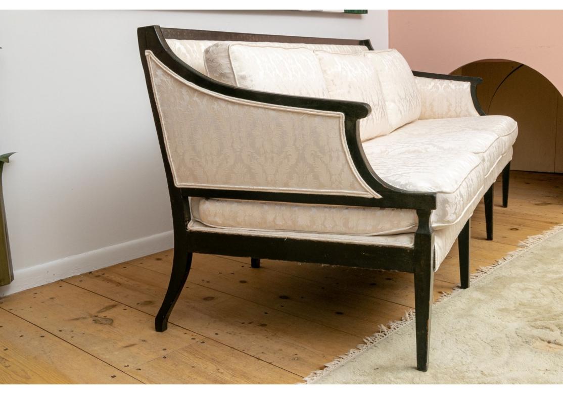 Vintage Hollywood Regency Style Jacquard Upholstered Sofa  For Sale 5