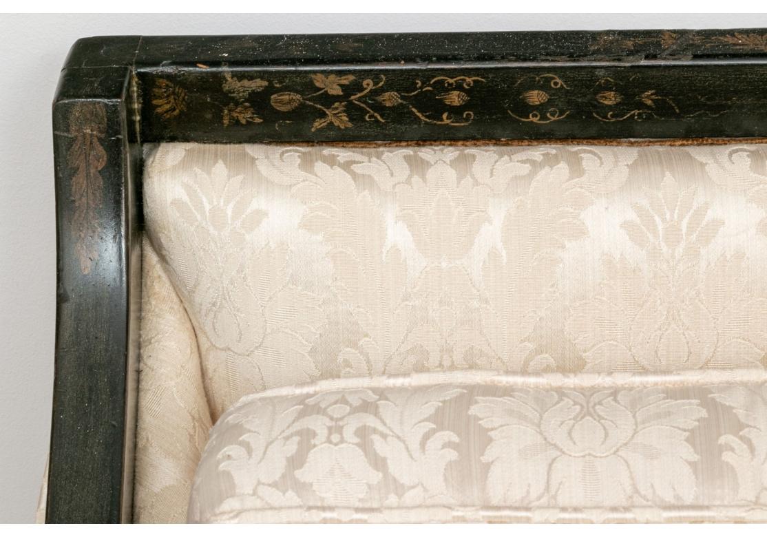 Vintage Hollywood Regency Style Jacquard Upholstered Sofa  For Sale 2
