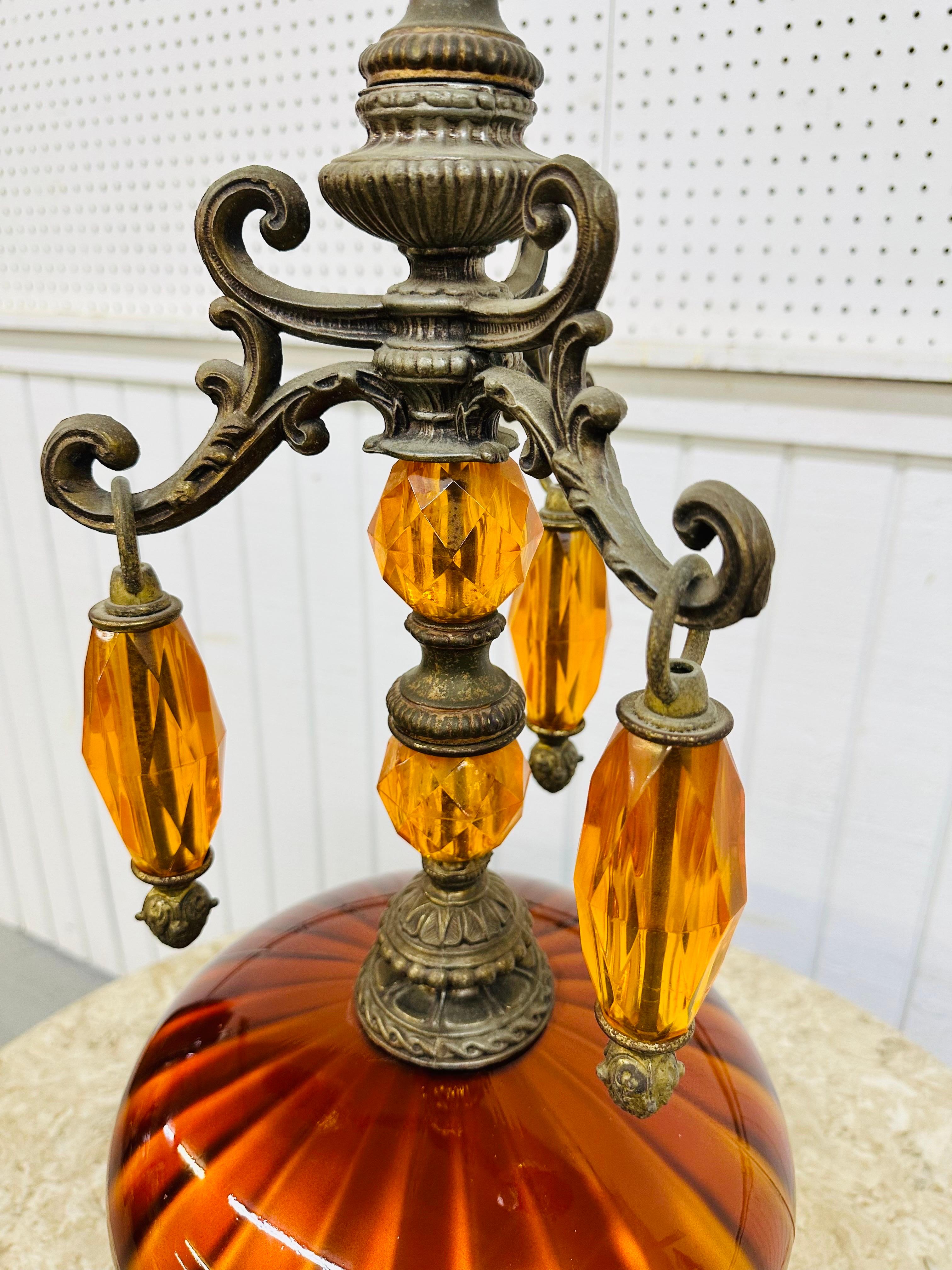 Lampe de bureau vintage en verre orange de style Hollywood Regency Bon état - En vente à Clarksboro, NJ