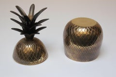 Vintage Hollywood Regency-Style Pineapple-Form Lidded Brass Jar