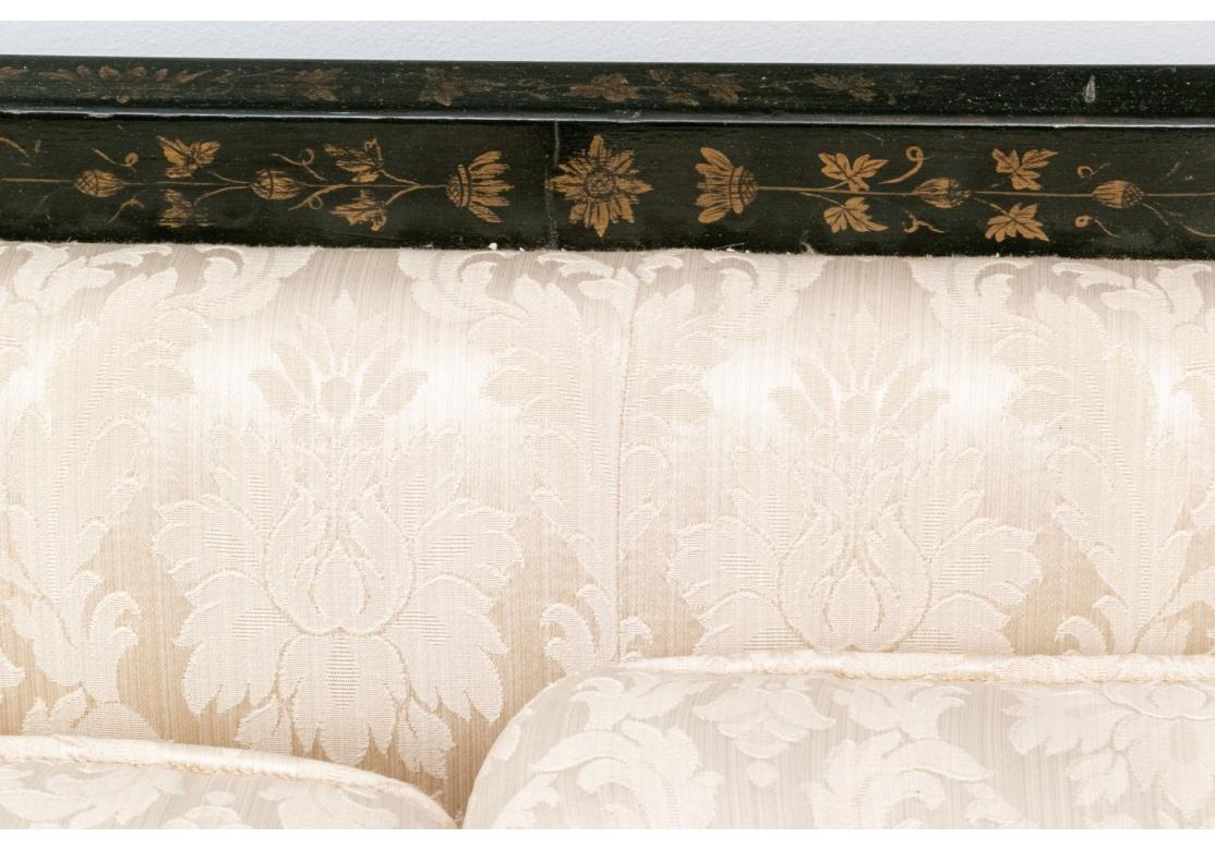 Vintage Hollywood Regency Style Tone-on-Tone Jacquard Upholstered Sofa #2 For Sale 7