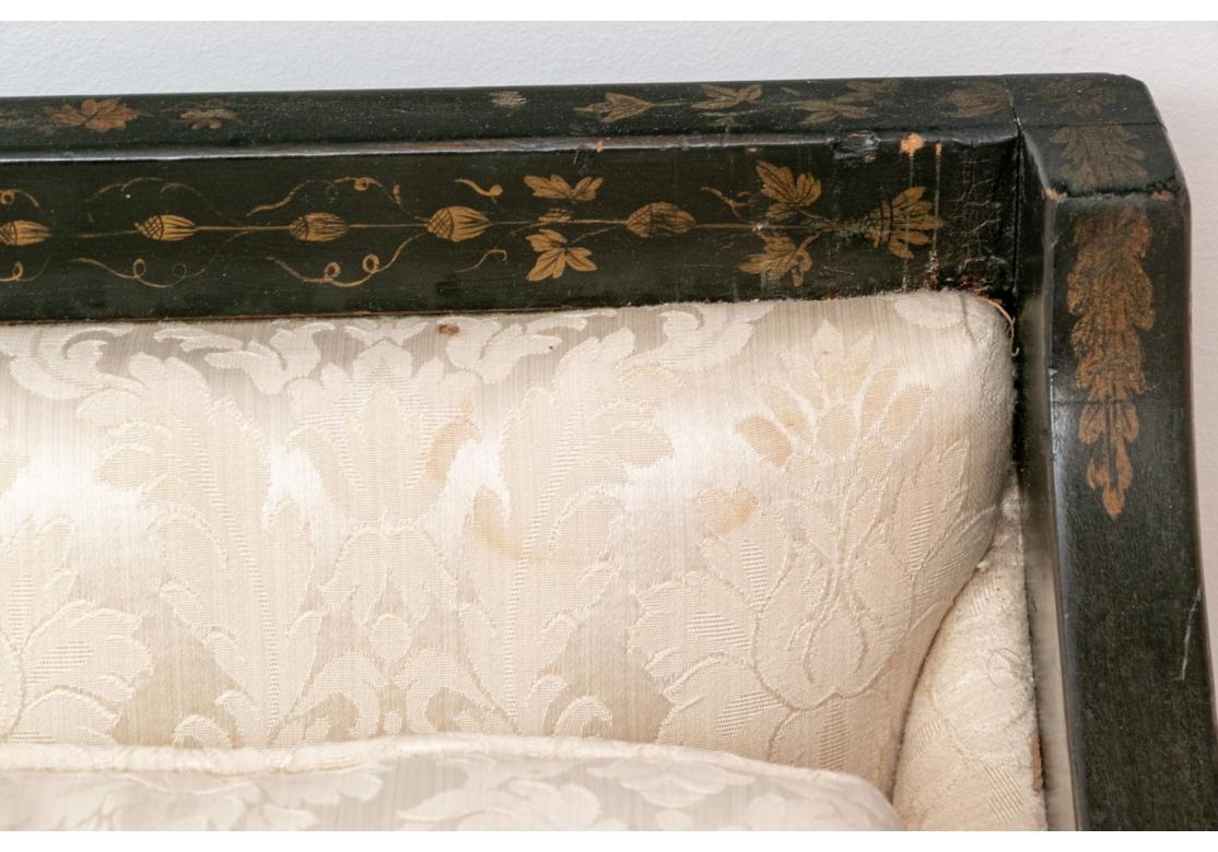 Fabric Vintage Hollywood Regency Style Tone-on-Tone Jacquard Upholstered Sofa #2 For Sale