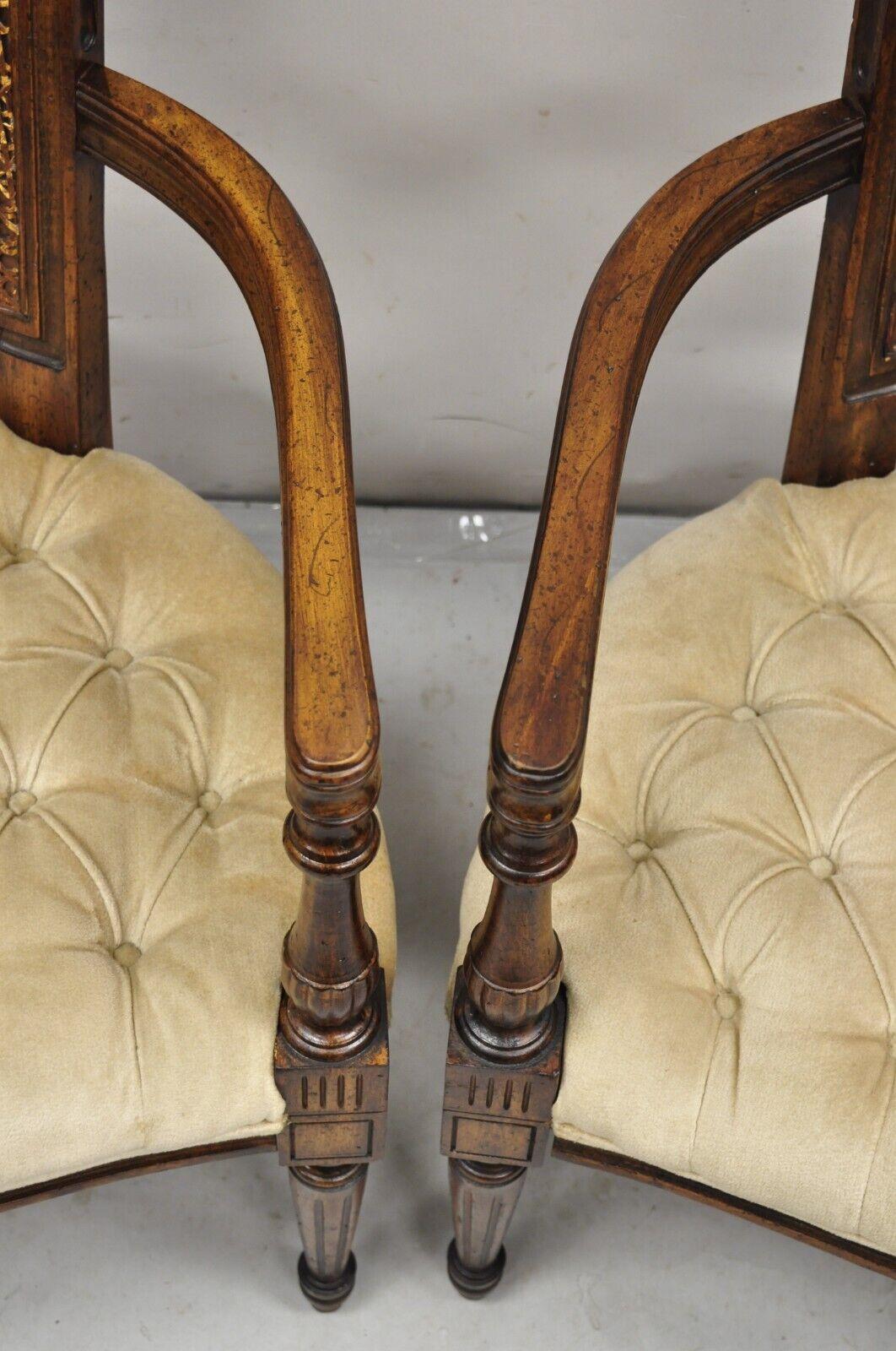 Vintage Hollywood Regency Tall Cane Back Fireside Lounge Armchairs - a Pair For Sale 1