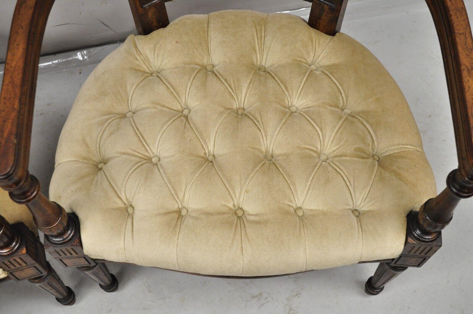 Vintage Hollywood Regency Tall Cane Back Fireside Lounge Armchairs - a Pair For Sale 2