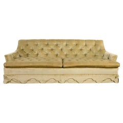 Retro Hollywood Regency Tawny Colored Button Tufted Velvet Sofa by Heritage