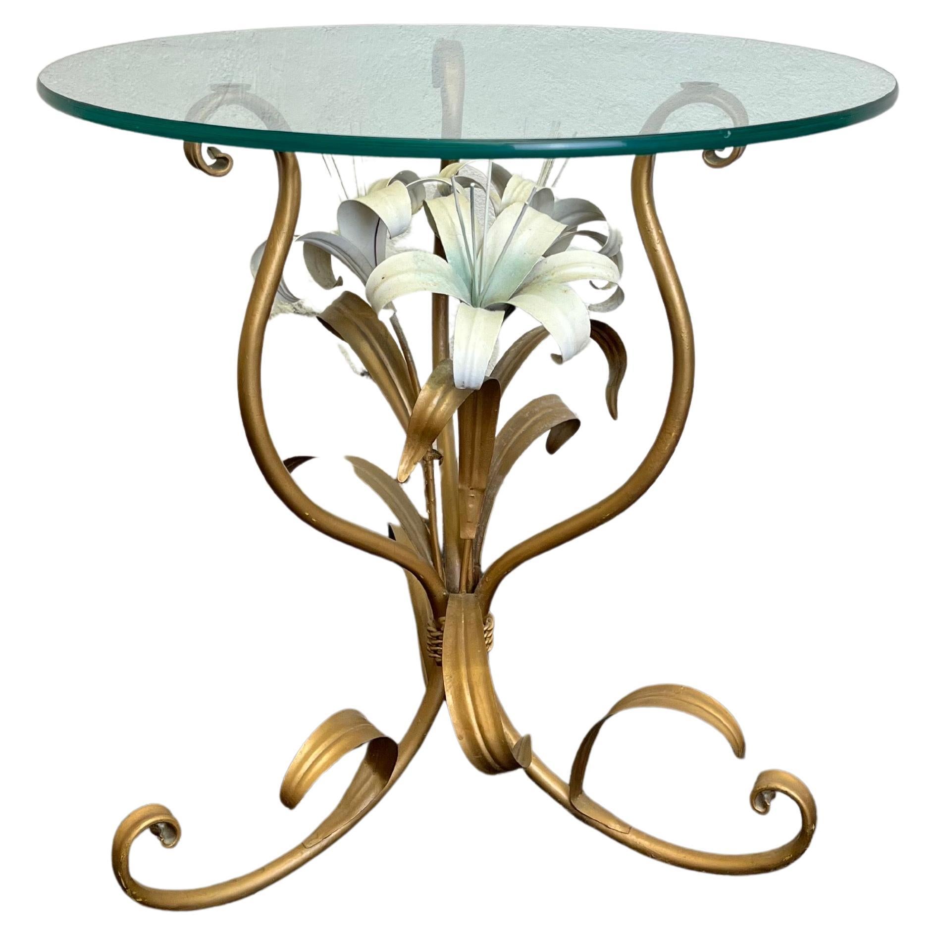 Vintage Hollywood Regency Tavolo Floreale Tole Italia in vendita