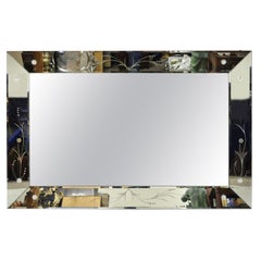 Vintage Hollywood Regency Venetian Style Etched Frame Wall Mirror