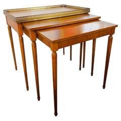 Vintage Hollywood Regency Walnut Set of Nesting Tables