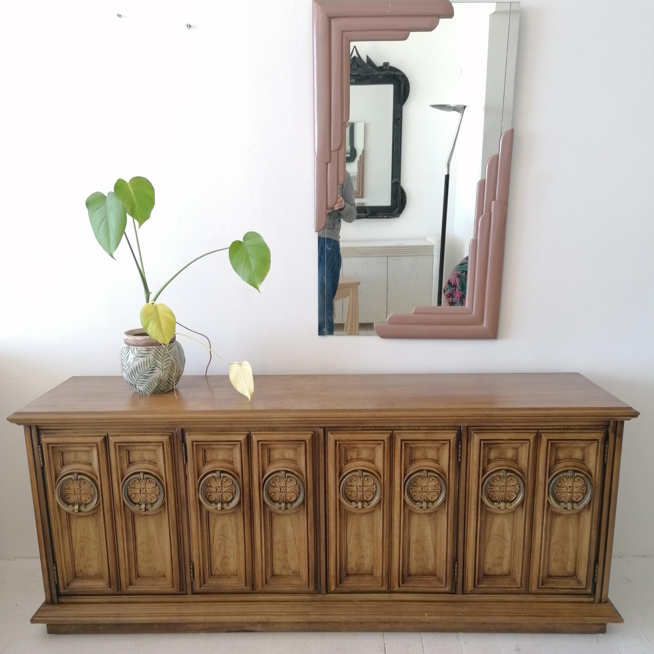 Vintage Hollywood Regency Walnut Sideboard with Large Ring Pulls, USA, 1960s 5
