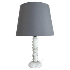 Lampada da tavolo vintage Hollywood Regency con base in marmo di onice bianco, Italia, anni '70