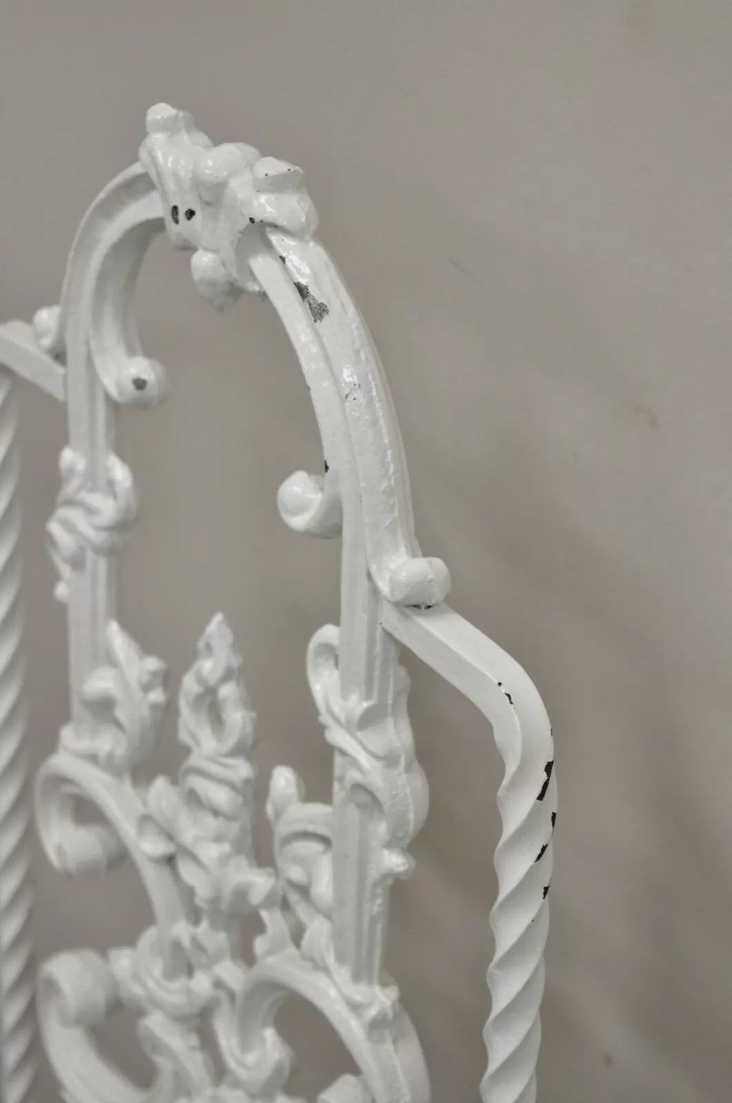 Vintage Hollywood Regency White Ornate Wrought Iron Scroll Dining Set - 5 Pc Set 5