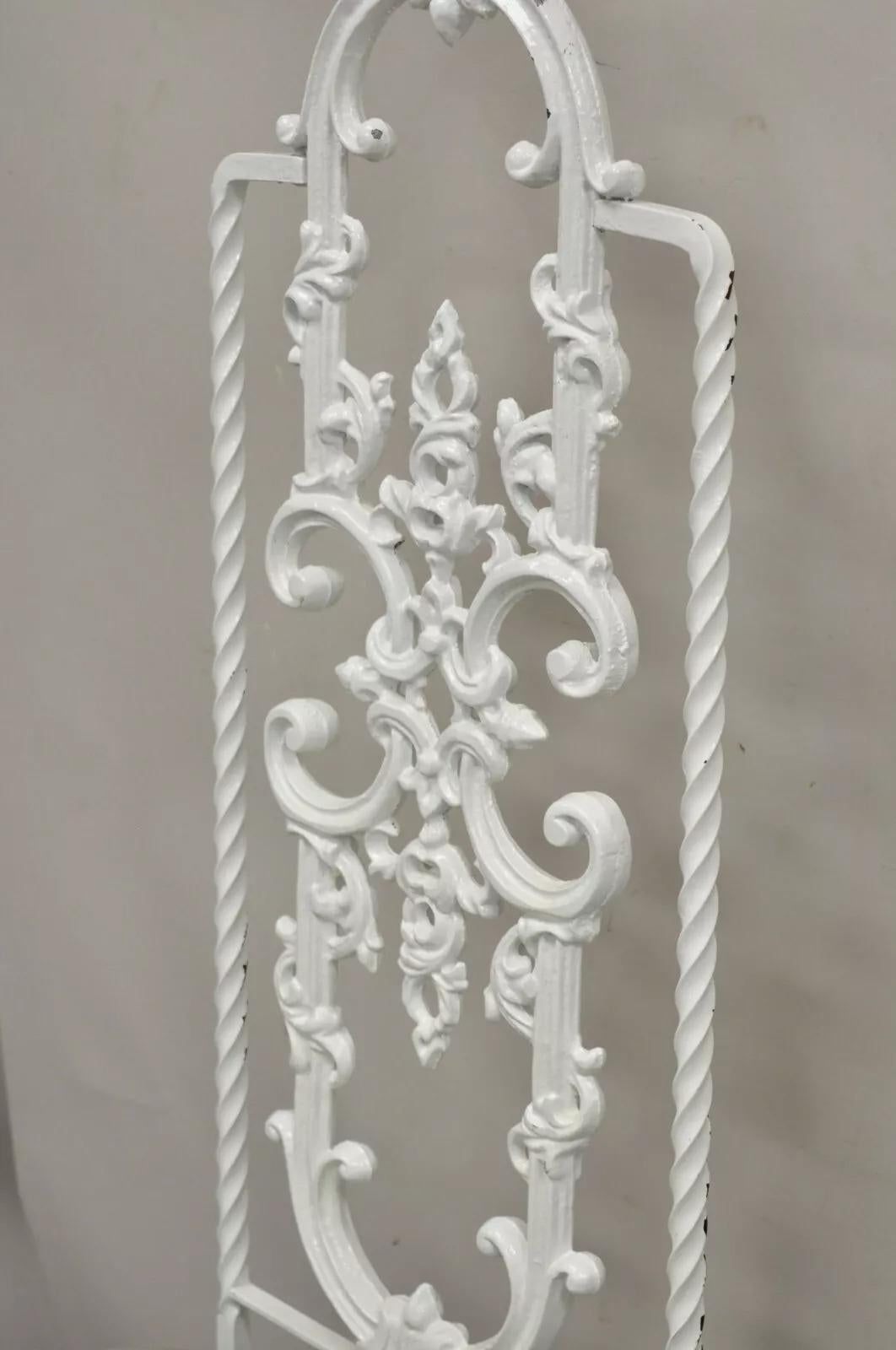Glass Vintage Hollywood Regency White Ornate Wrought Iron Scroll Dining Set - 5 Pc Set