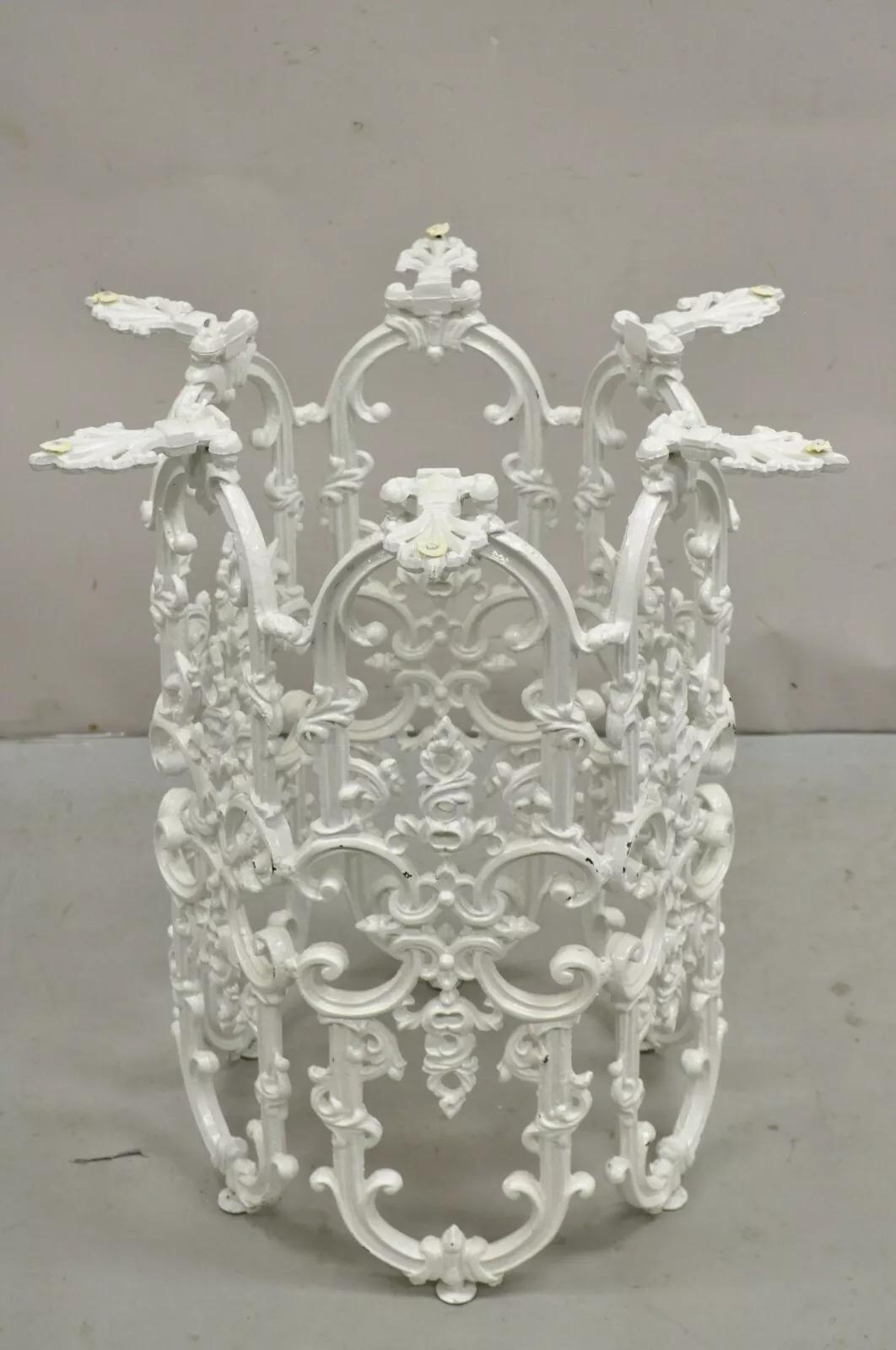 Vintage Hollywood Regency White Ornate Wrought Iron Scroll Dining Set - 5 Pc Set 2