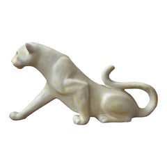 Vintage Hollywood Regency White Panther Sculpture Safari Chic Postmodern Decor
