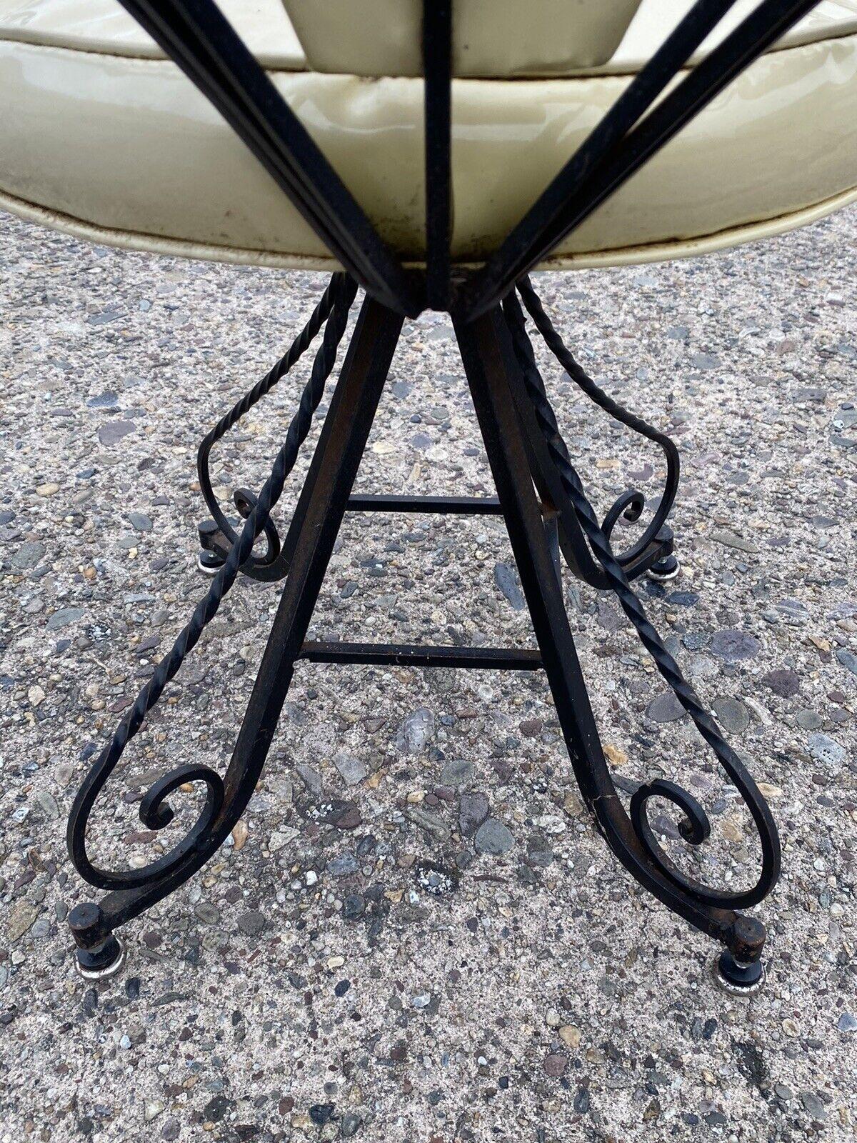 Vintage Hollywood Regency Wrought Iron Butterfly Swivel Club Chairs, Set of 4 For Sale 7
