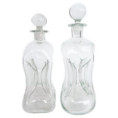 Vintage Holmegaard Clear Glass "Kluk Kluk" Decanters Designed by Jacob Bang