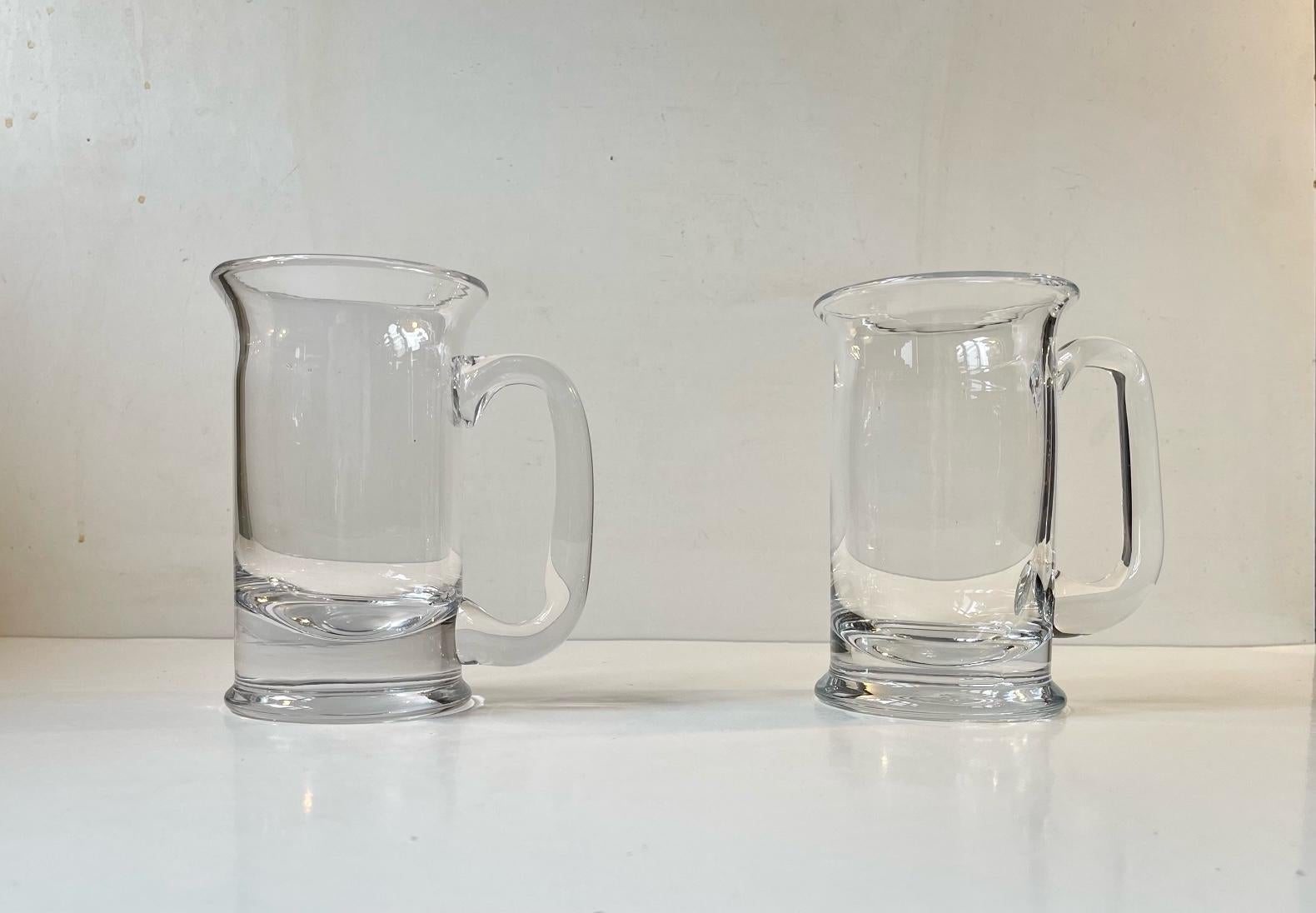 Scandinavian Modern Vintage Holmegaard Glass Beer Mugs by Michael Bang, 1970s For Sale
