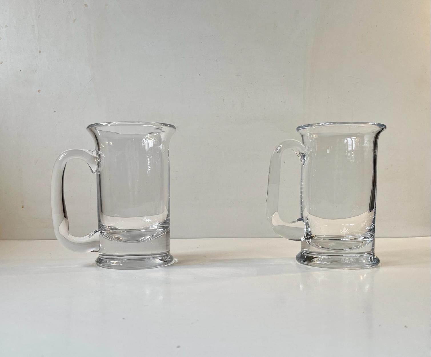 Danish Vintage Holmegaard Glass Beer Mugs by Michael Bang, 1970s For Sale