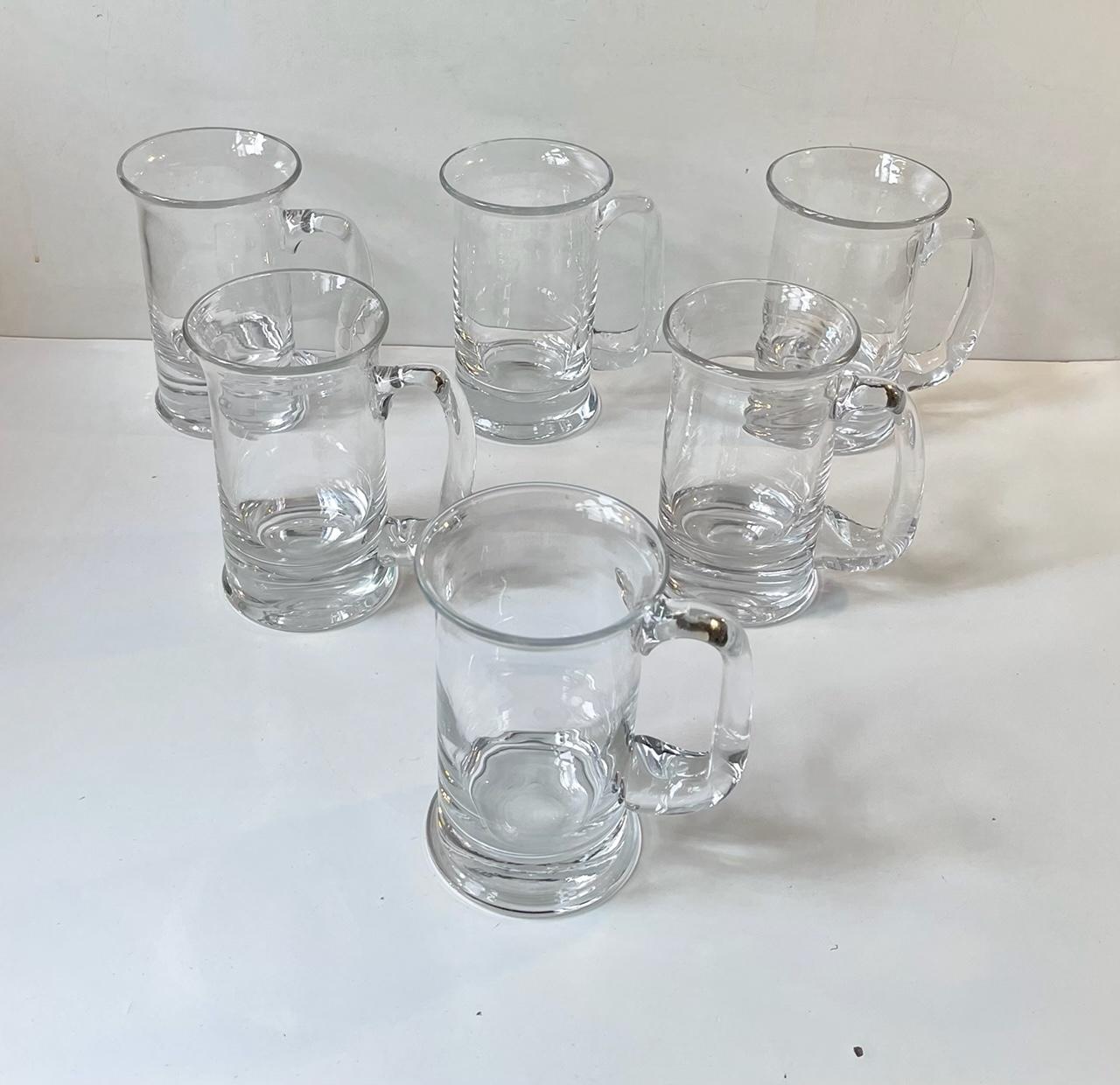 Blown Glass Vintage Holmegaard Glass Beer Mugs by Michael Bang, 1970s For Sale