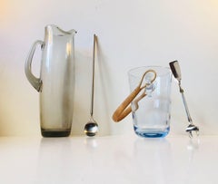 Vintage Holmegaard Martini Pitcher & Ice Bucket with Georg Jensen Stirrer & Tong