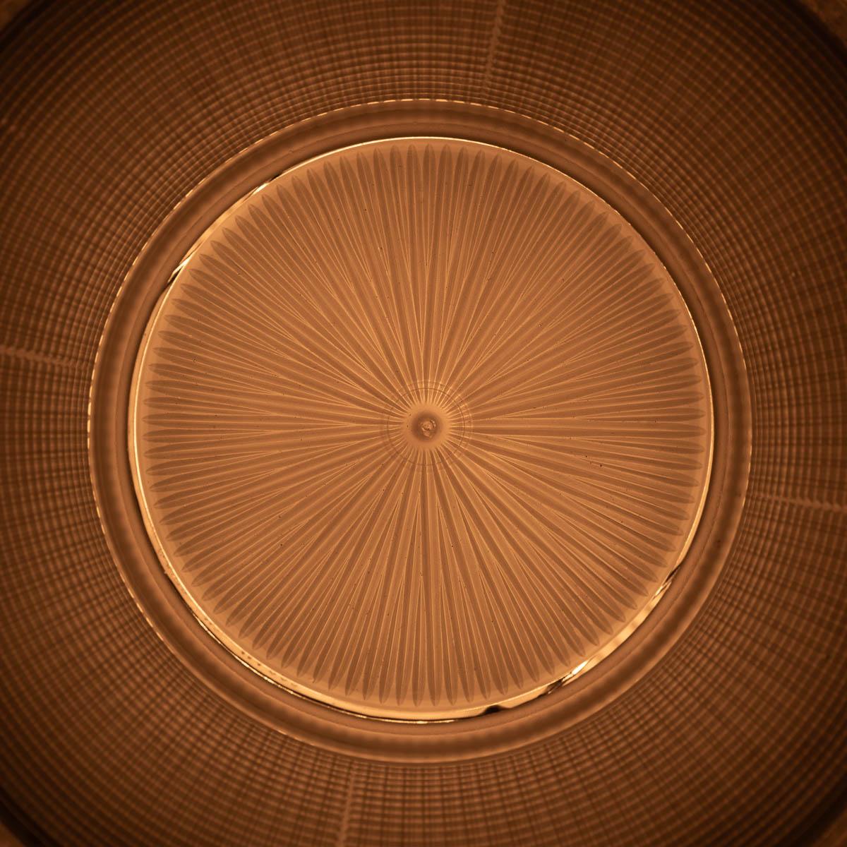 Vintage Holophane 12 Inch Diameter Prismatic Glass Three Part Pendant Light 7