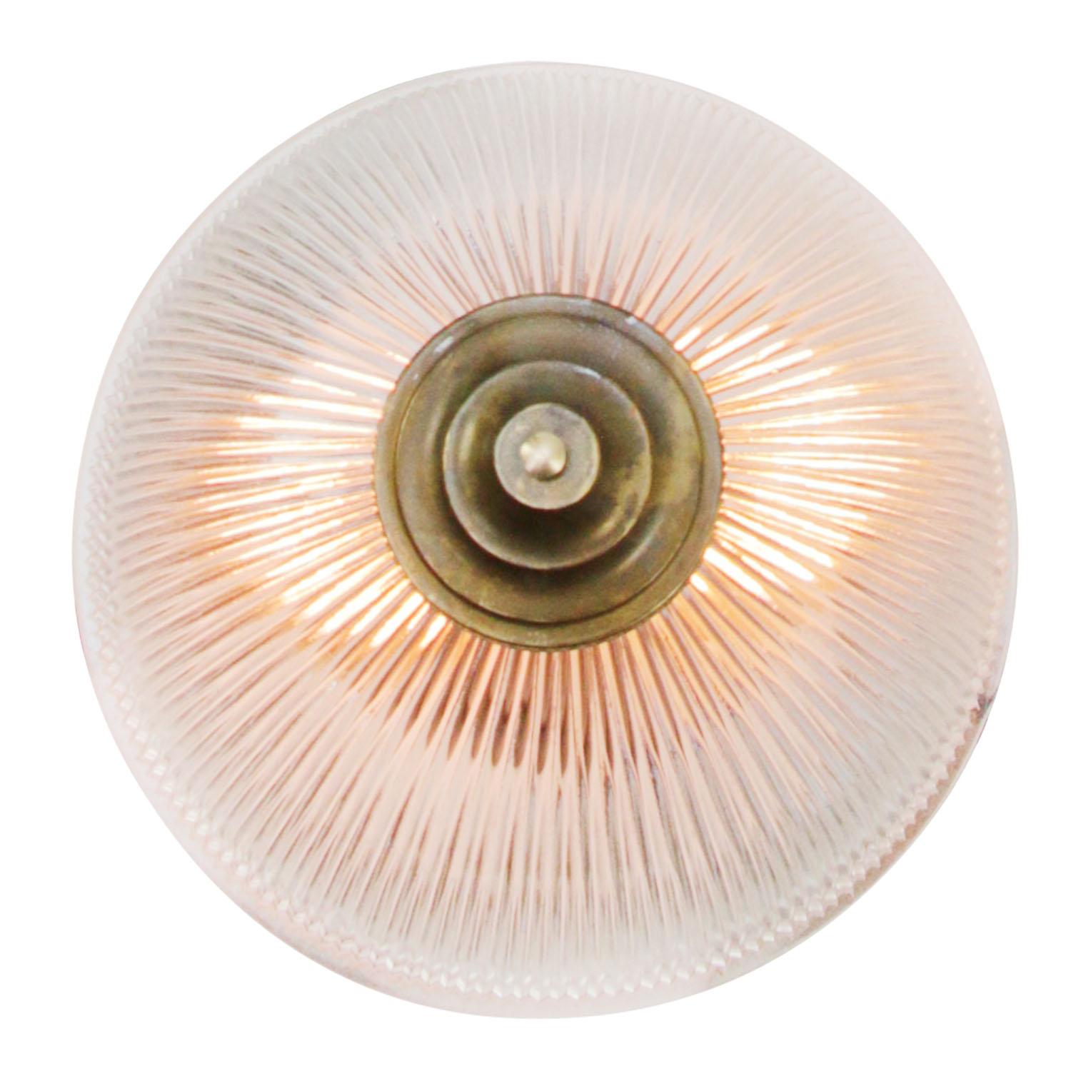 Industrial Vintage Holophane Glass Ceiling Lights Flush Mounts For Sale