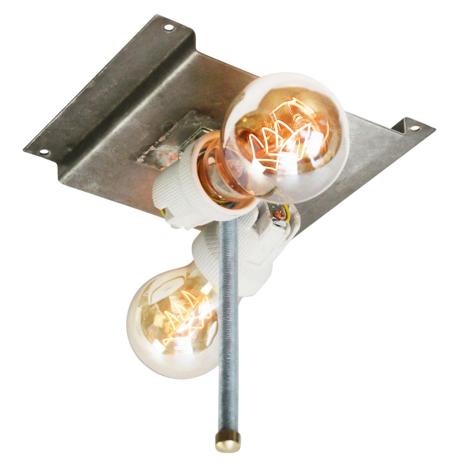 Vintage Holophane Glass Ceiling Lights Flush Mounts In Good Condition For Sale In Amsterdam, NL