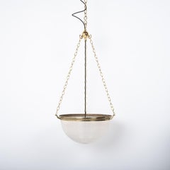 Vintage Holophane Xl Plafonnier Pendant Light With Polished Brass Fittings