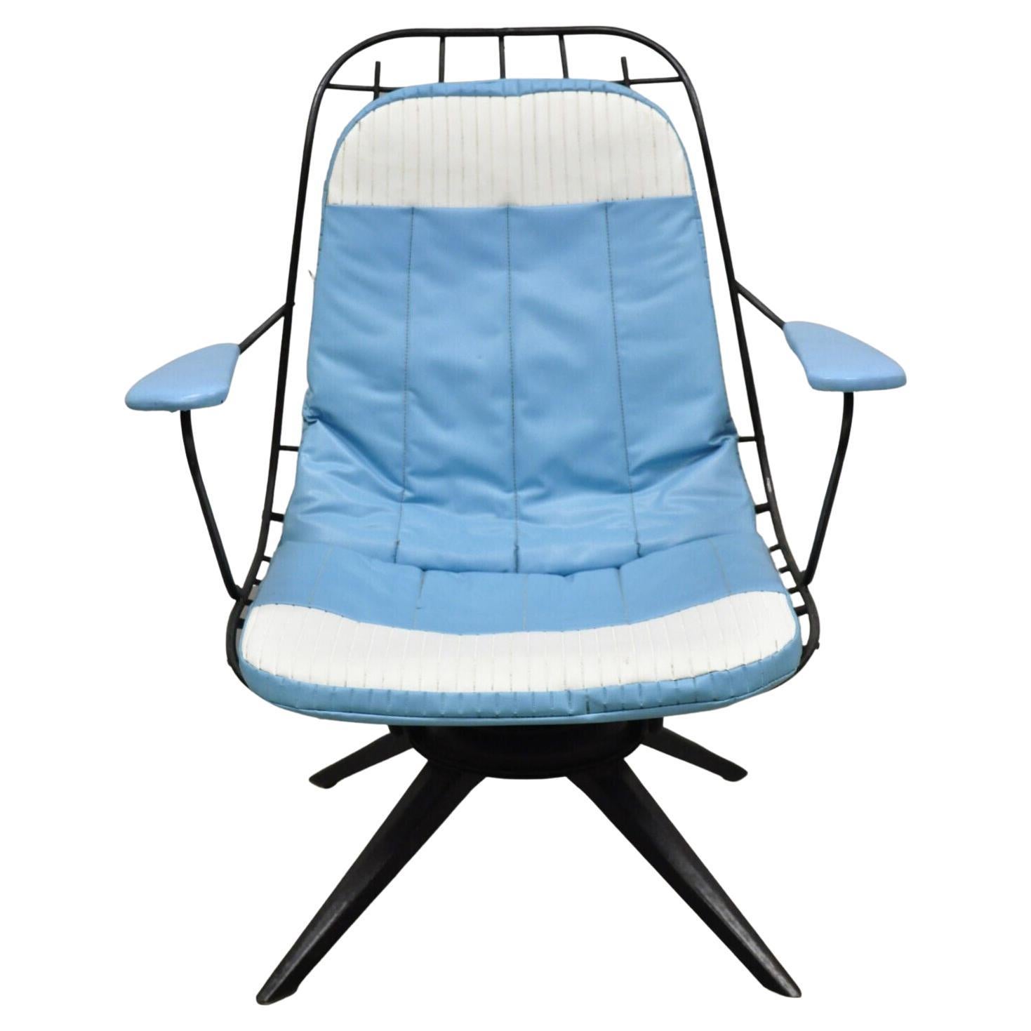 Vintage Homecrest B-25 Headliner Swivel Lounge Chair W/ Original Blue Cushion