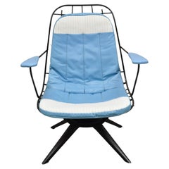 Vintage Homecrest B-25 Headliner Swivel Lounge Chair W/ Original Blue Cushion