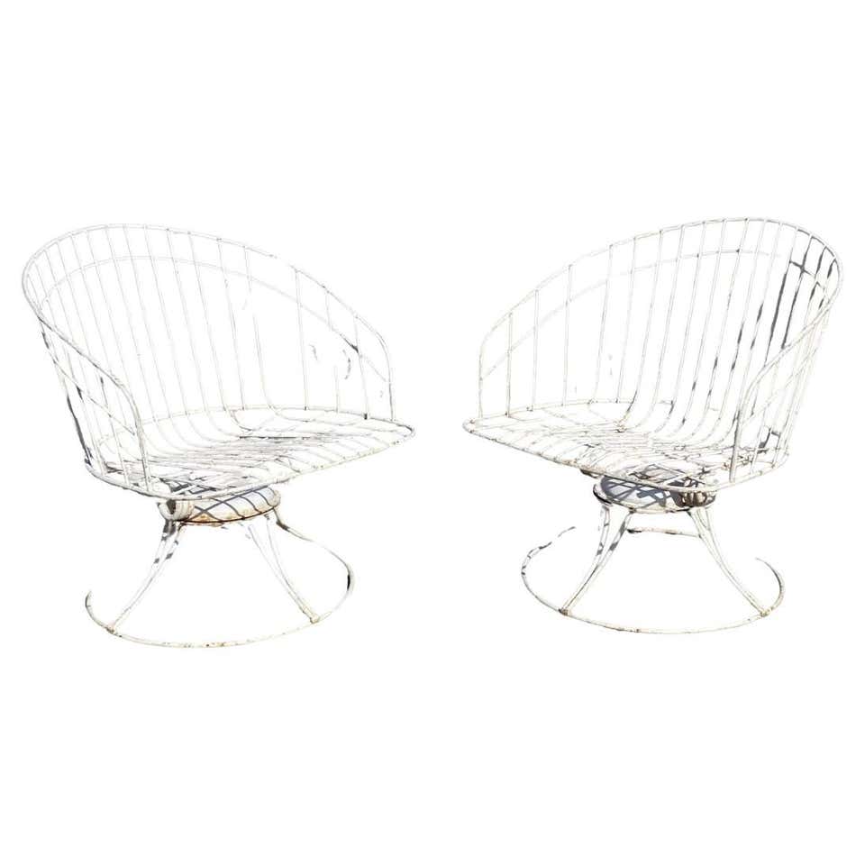 Wire Rug For Chairs Mid-Century Modern White Castiron Homecrest Wire Lounge Chairs, Pair ...