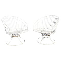 Vintage Homecrest Bottemiller Mid Century Modern Metal Swivel Club Chairs - Pair