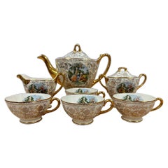 Vintage Homer Laughlin Eggshell Georgian Tea Set, 22-Karat gold gilt