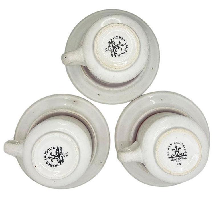 Homer Laughlin Restaurantware, Couchtische und Untertasse in Ombre Pink, Vintage im Zustand „Gut“ im Angebot in Oklahoma City, OK