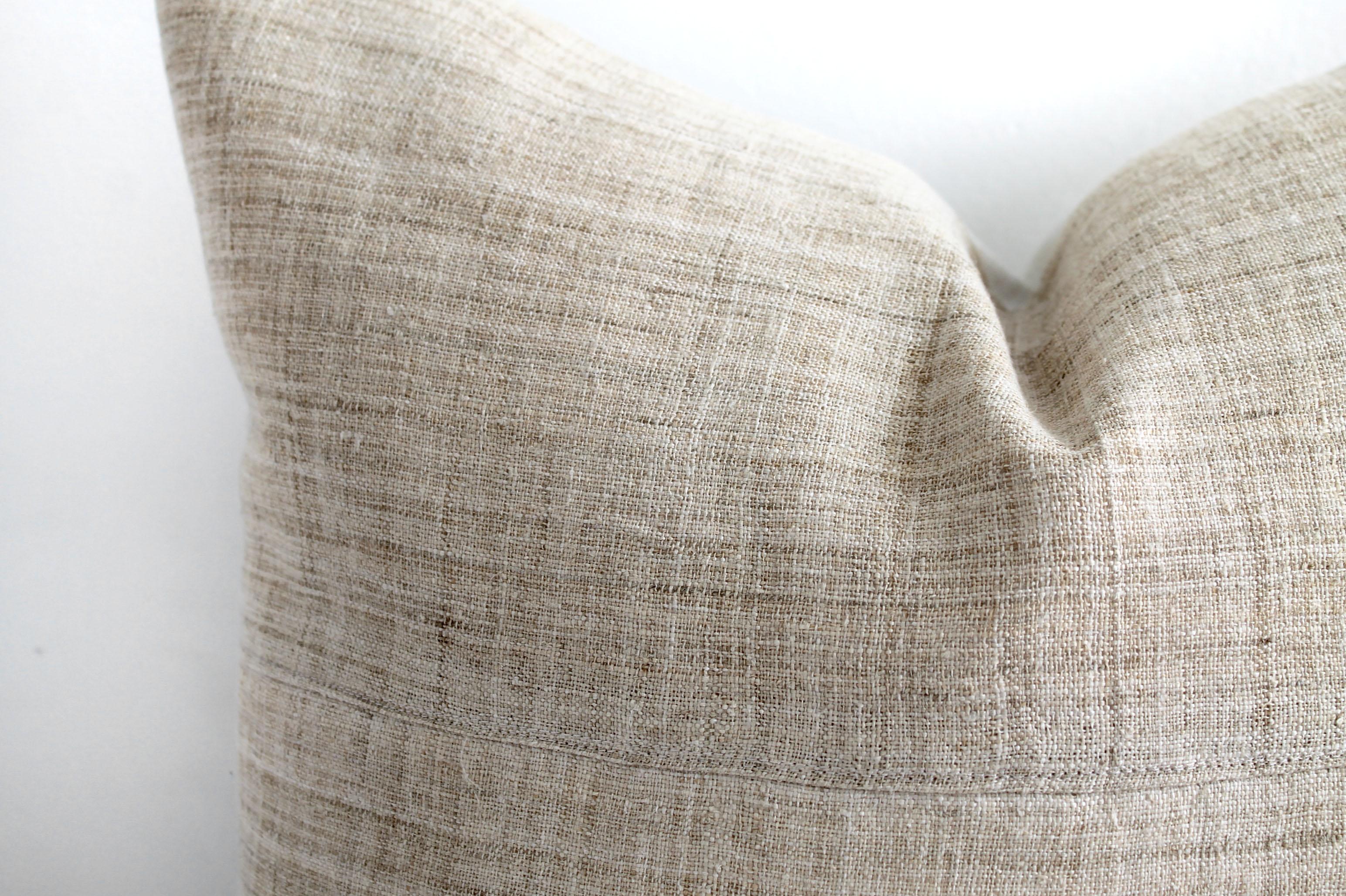 Vintage Homespun Linen Textile Pillow 2