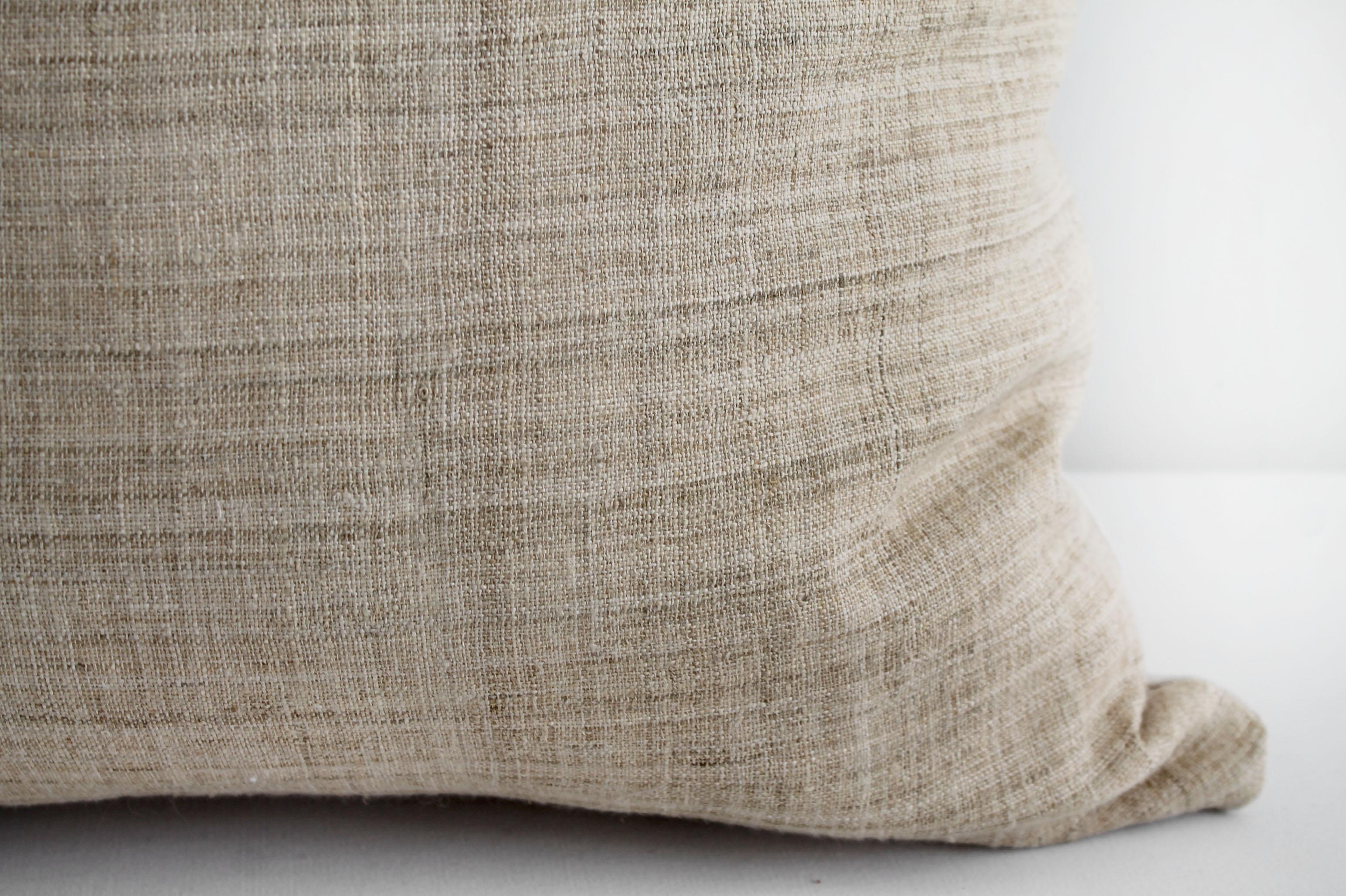 Vintage Homespun Linen Textile Pillow 4