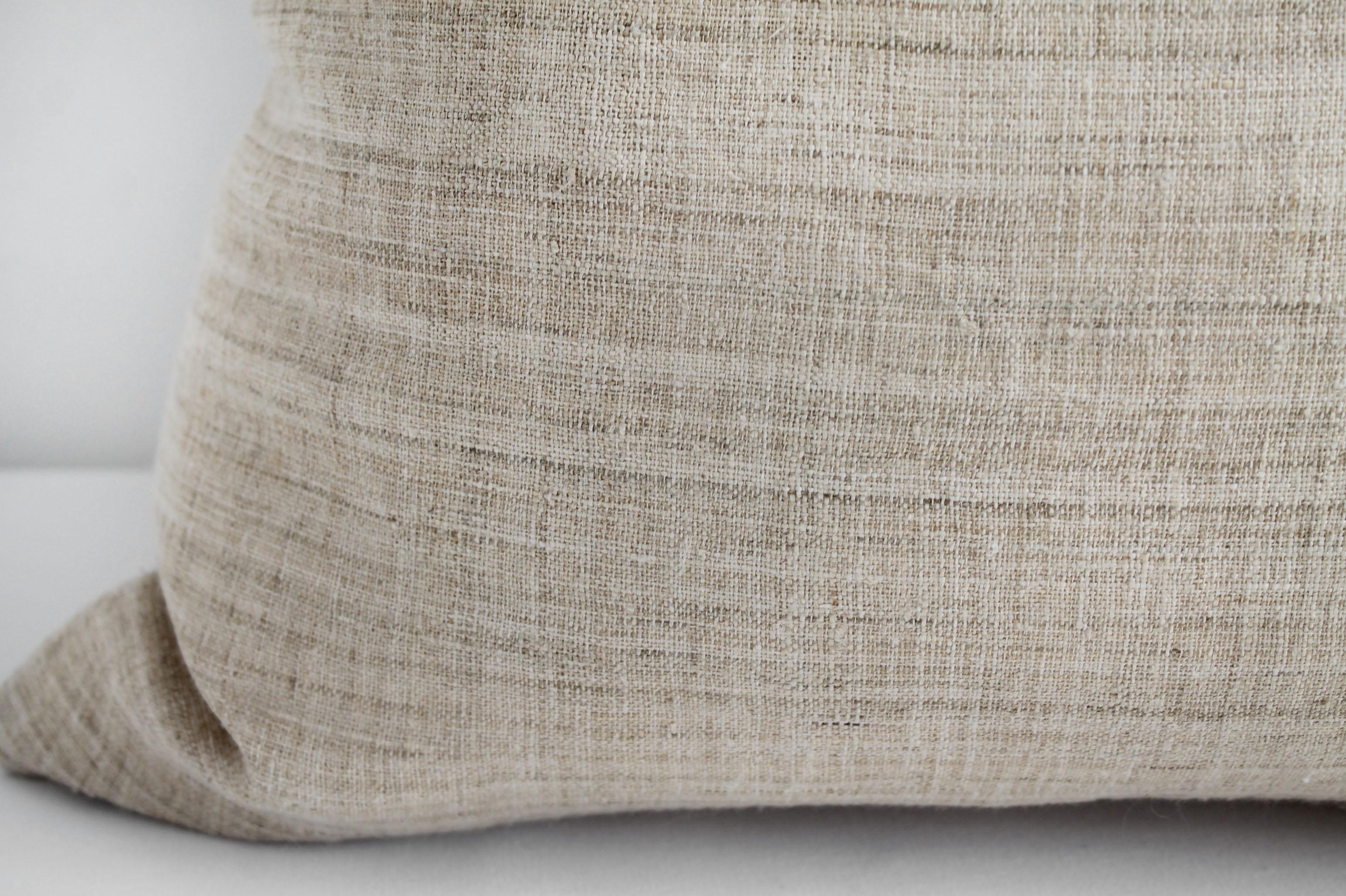 Vintage Homespun Linen Textile Pillow 5