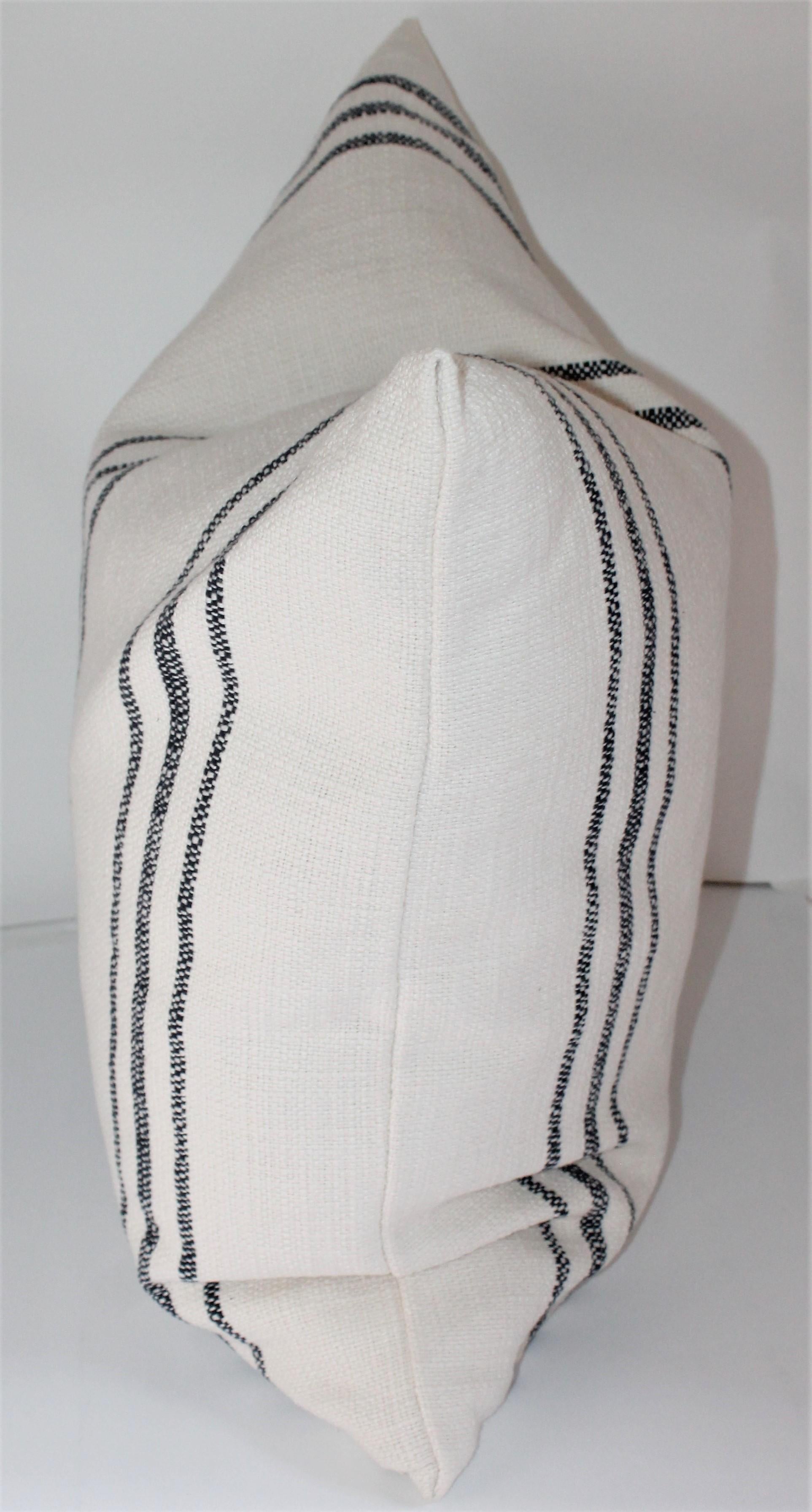 Hand-Crafted Vintage Homespun Linen Ticking Pillows / Pair For Sale