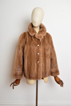 Vintage Honey Mink Light Beige Real Fur Short Jacket - Coat