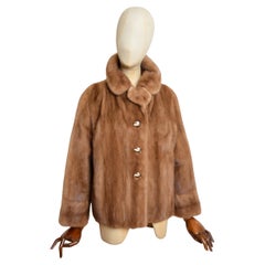 Vintage Honey Mink Light Beige Real Fur Short Jacket - Coat