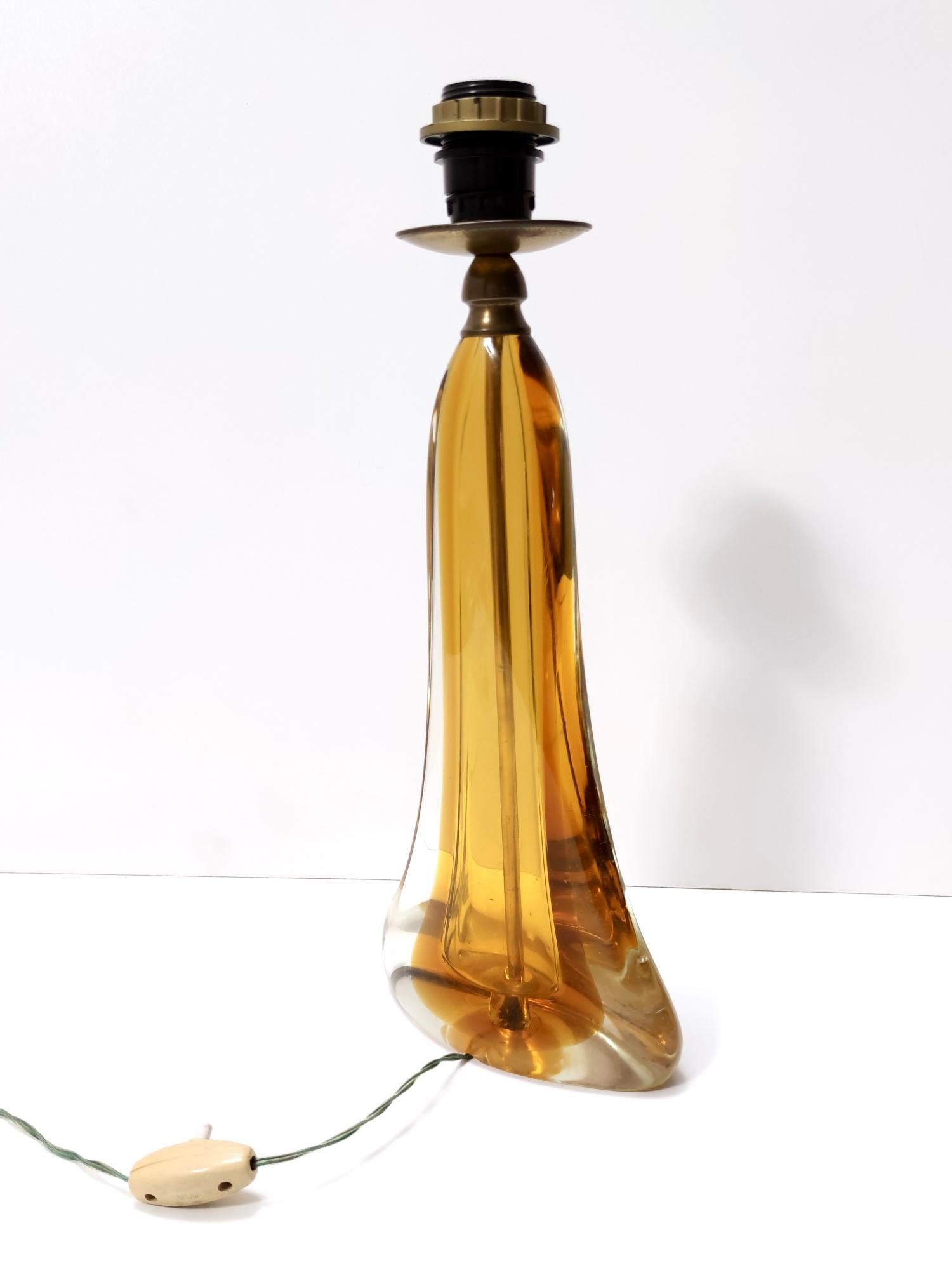 Vintage Honey Yellow Murano Glass Table Lamp Ascribable to Gino Cenedese, Italy 1